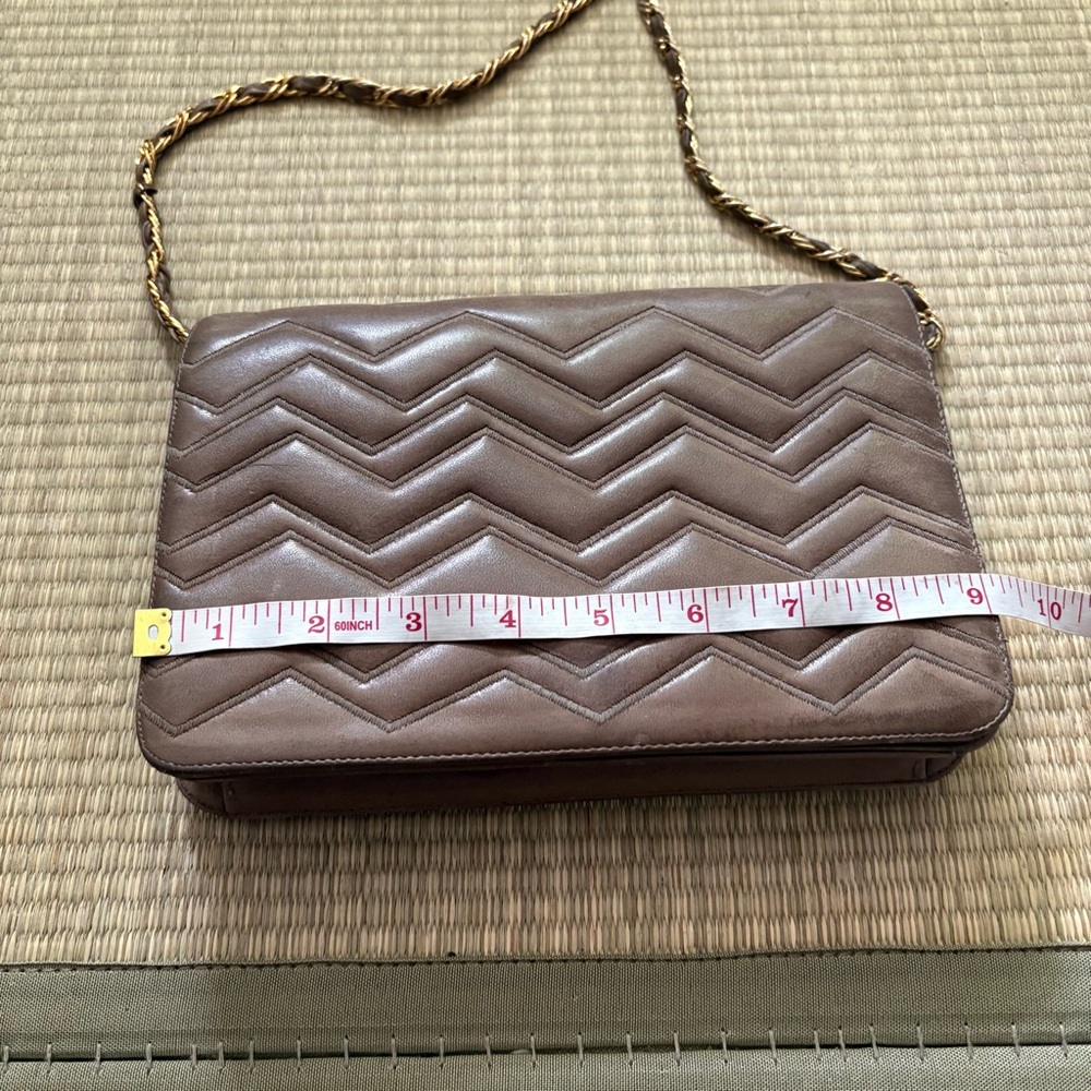 Jay Herbert Brown Chevron Pattern Shoulder Bag - image 3
